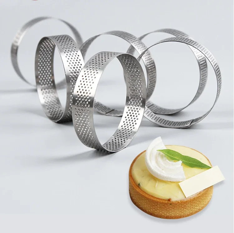 4/5/6/7/8cm Circular Baking Tart Mold Ring Perforated Cake Frame Cookie Cutter Round Mousse Pie Mold Pastry Baking Tool Stainles