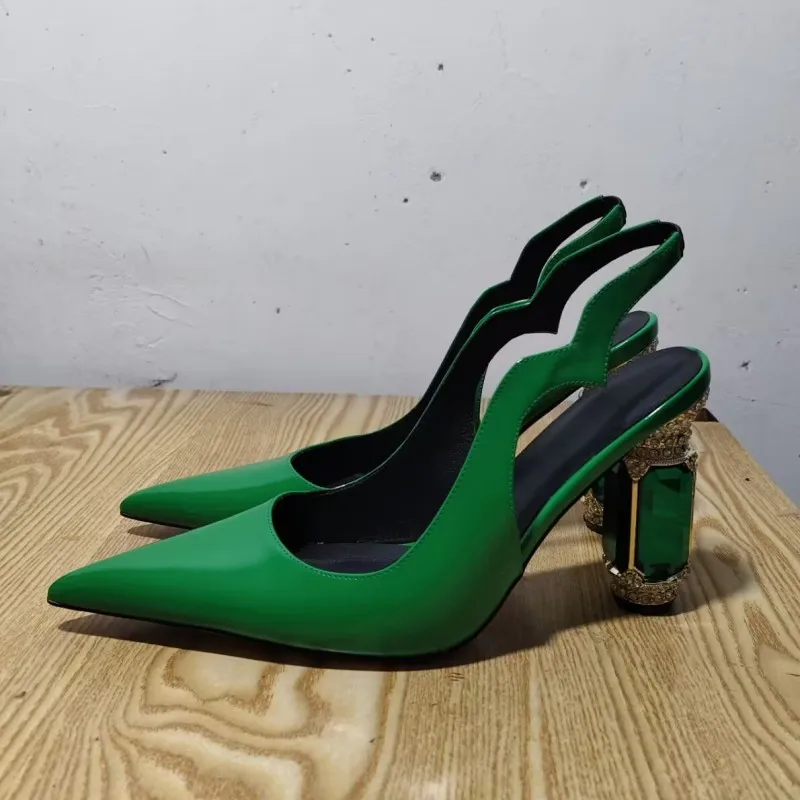 DIZHUANG schoenen Sexy hoge hakken voor dames. Ongeveer 10,5 cm hakhoogte. Kristallen hak. Puntige schoenen. Slingbacks hakken schoenen maat 34-45