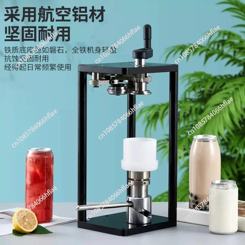 Small Household Manual Rotary Semi-Automatic Can Sealer, Sealing Machine for Plastic, Glass, Soda, Beer & Juice Cans