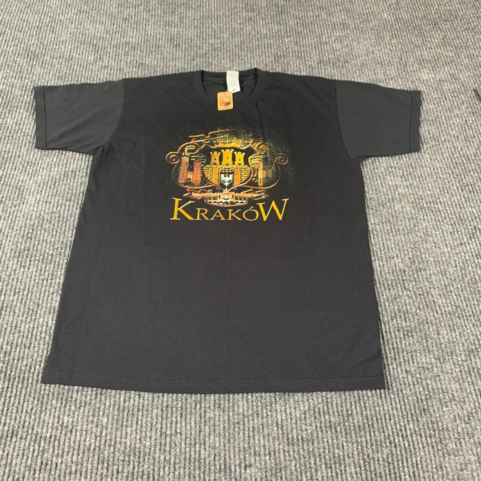 Krakow Poland T Shirt Adult Medium Black Short Sleeve Wawel Dragon Polska Smok