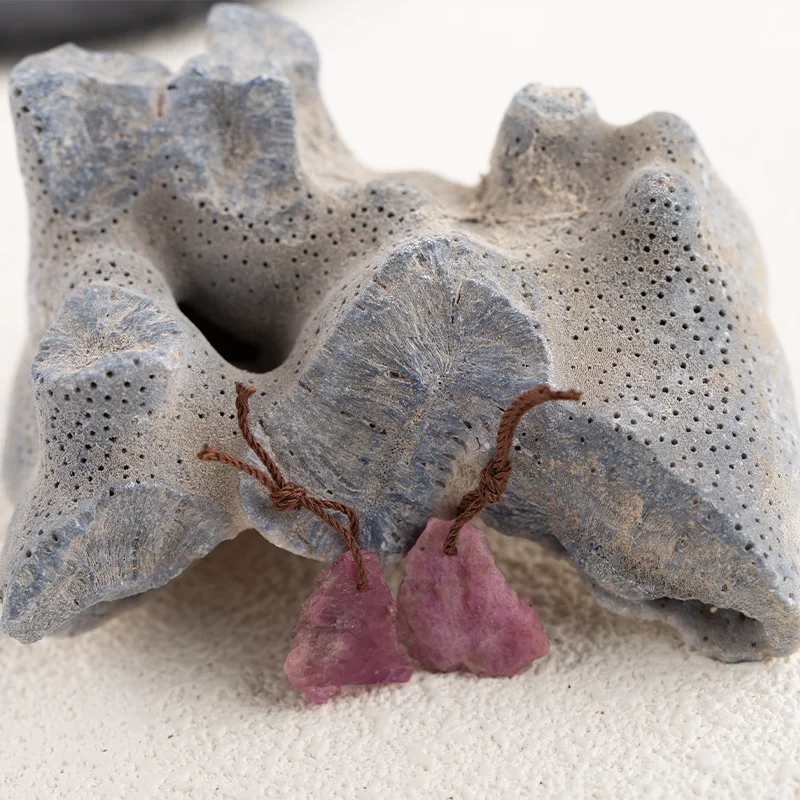 Lilac Ruby Irregular Shape  Charms Jewelry Earrings Beads for Jewelry Handmade Natural Jewelry 18x15x3mm 3.9g