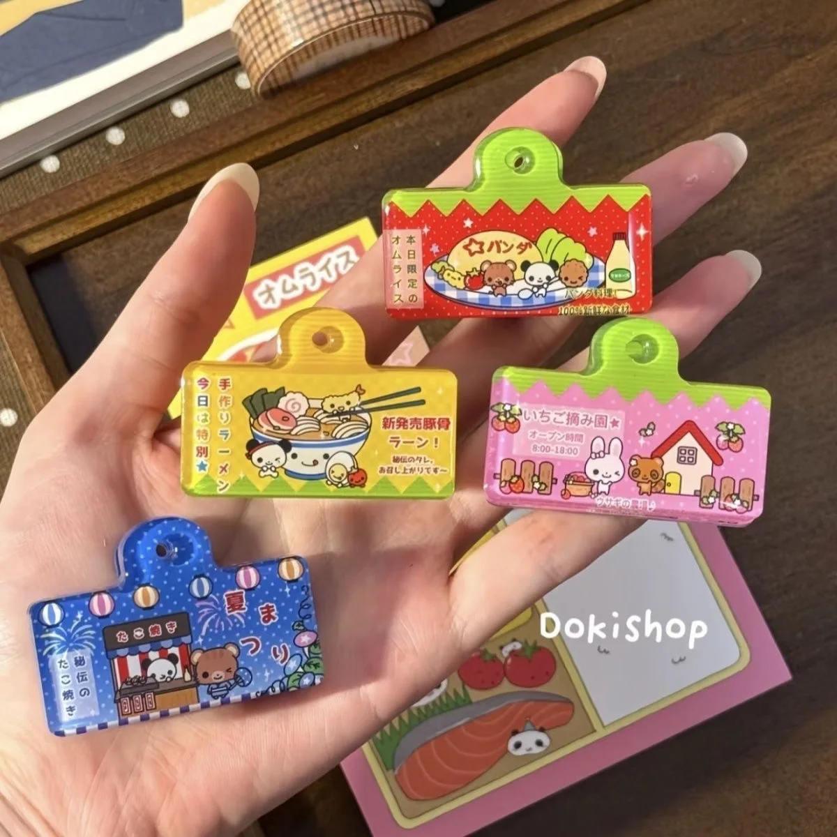 Japanischer Retro-Acryl-PP-Clip für Testpapiere, Notizen, Handbücher, Akten, Bücher – Fixierclip mit langem Griff im niedlichen koreanischen Stil – Geschenk für Freunde