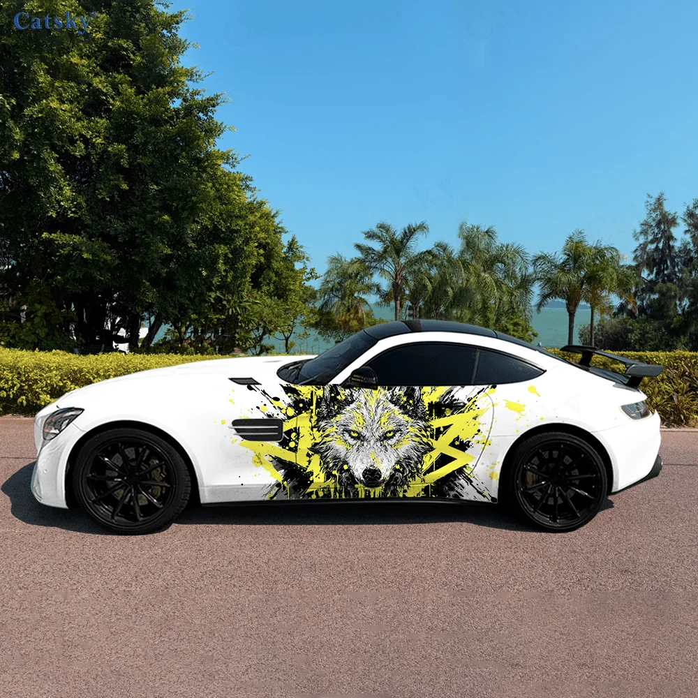 

Sharply edged five-pointed star with a wolf head splash sticker, suitable for cars and trucks, durable, fade-resistant, easy to