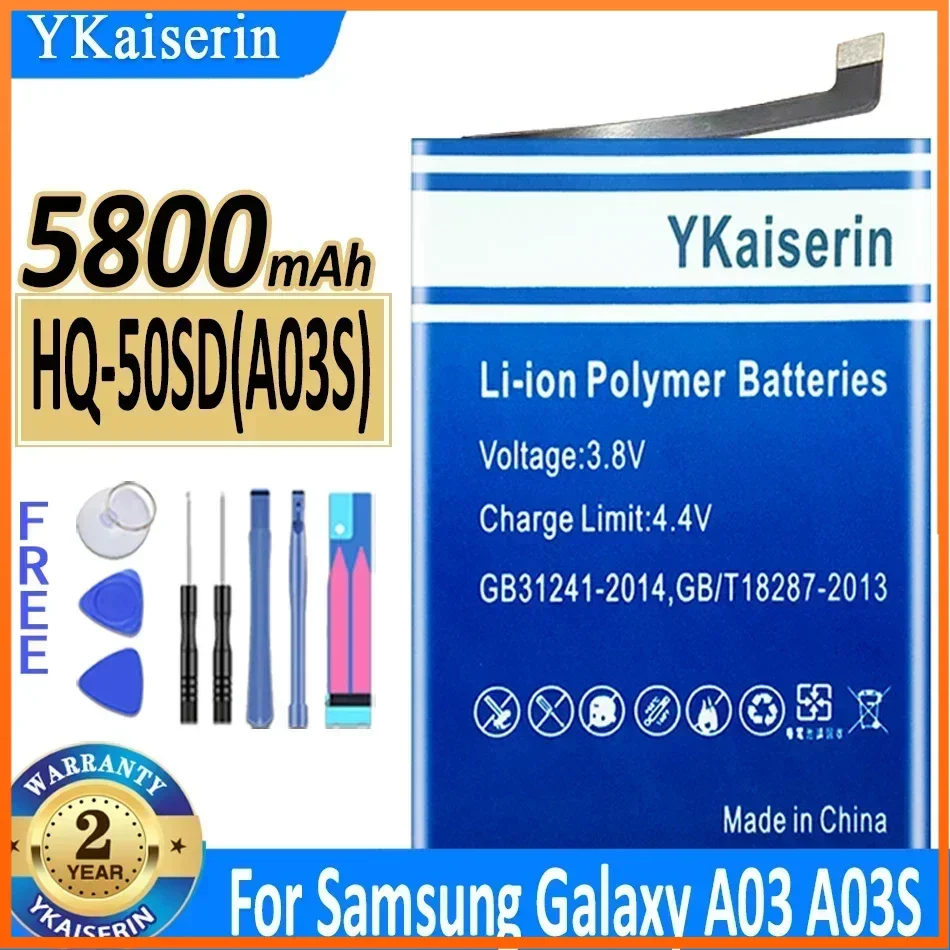 

YKaiserin Portablet Battery HQ-50SD HQ50SD for Samsung Galaxy A03S HQ-50S A02S M02S M025 F02S Phone Batteries Batteria Warranty