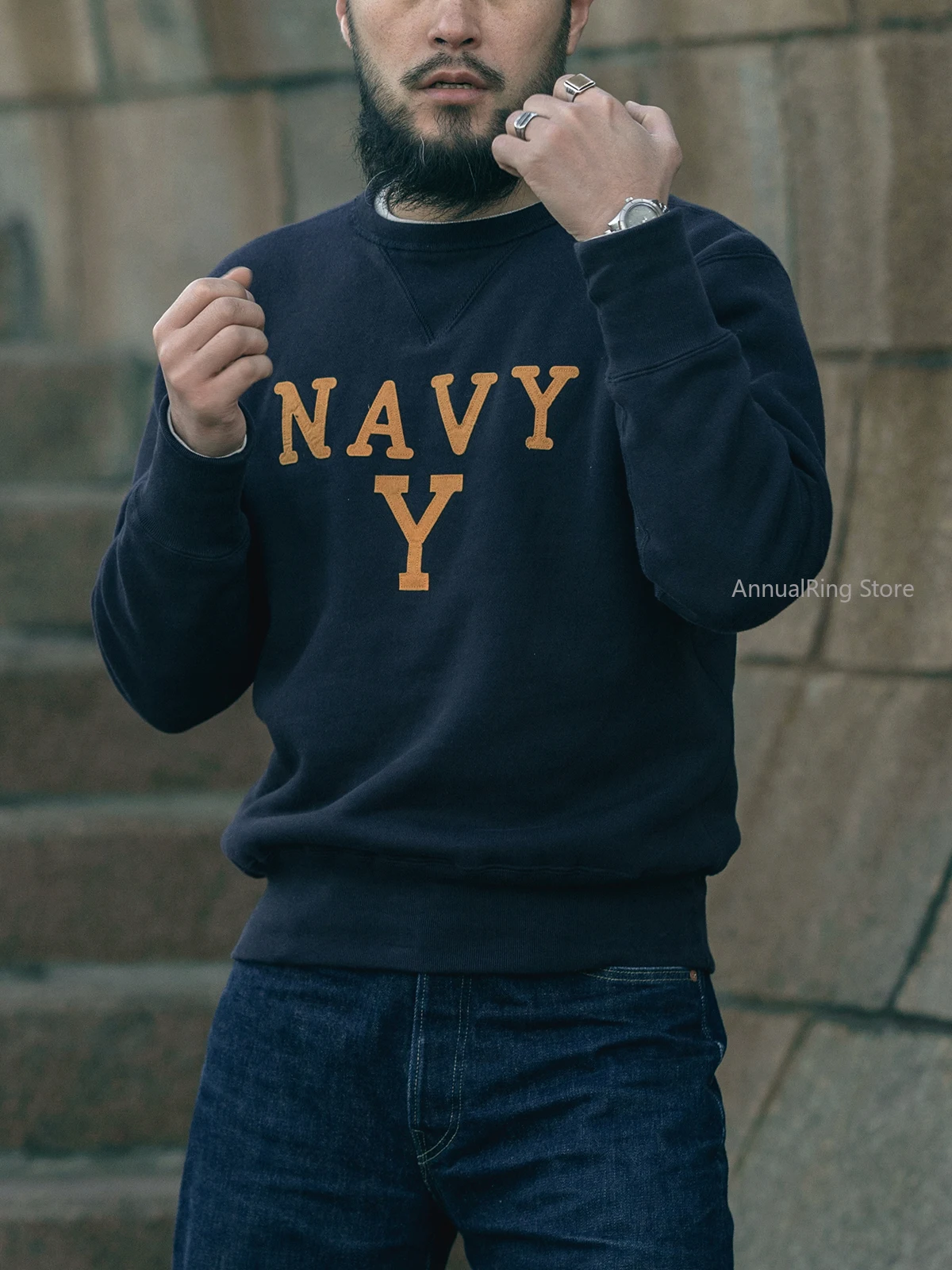 

Прочный пуловер Bronson NAVY Boxing Coach, свитшот из хлопка США, свитер с блокомбастером