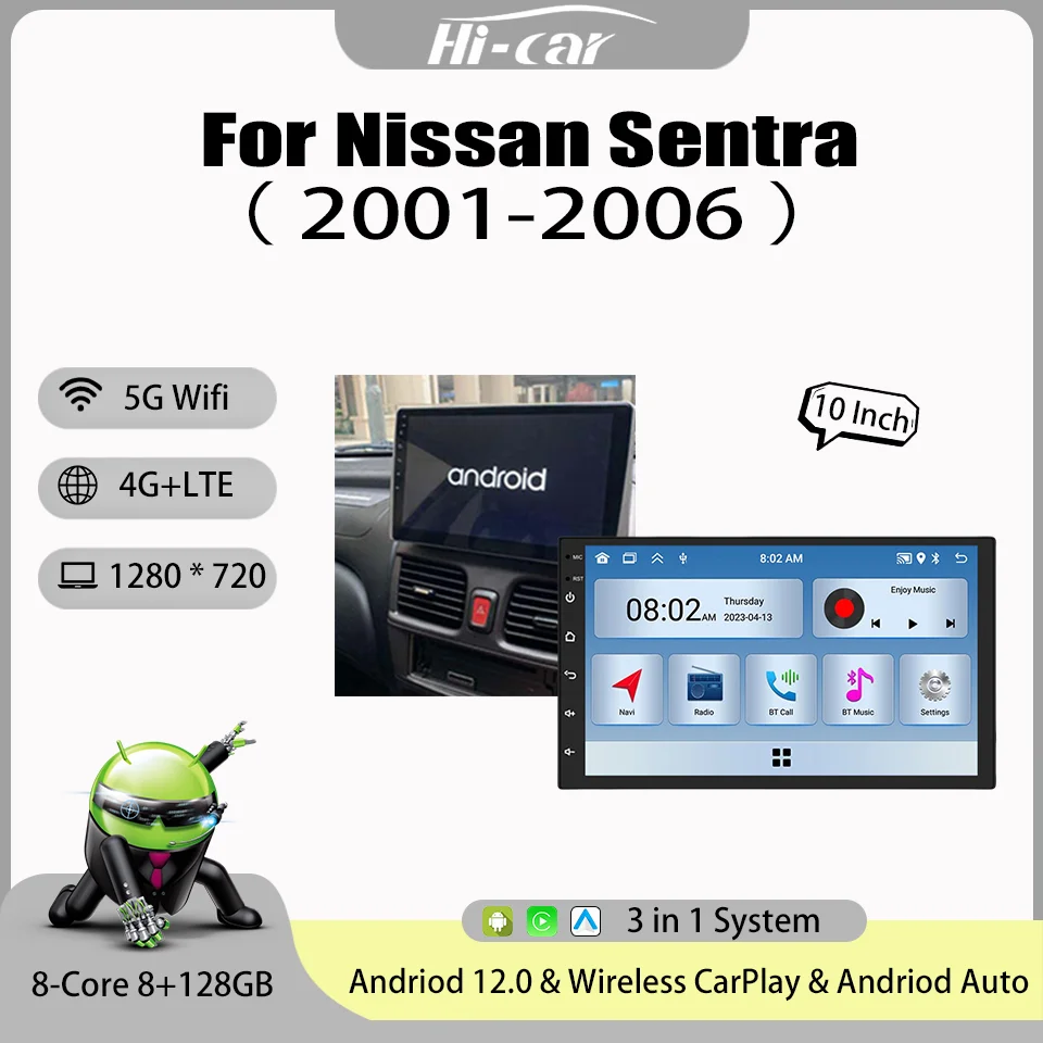 

2din Android Car Radio for Nissan Sentra 2001-2006 GPS 4G LTE Multimedia Video Player Head Unit Radio Stereo Wireless CarPlay