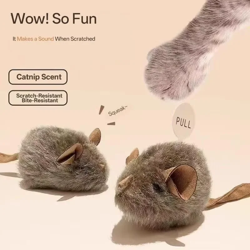 Simulated Sound-Making Movable Plush Cat Toy, Indoor Interactive Boredom-Relief Toy