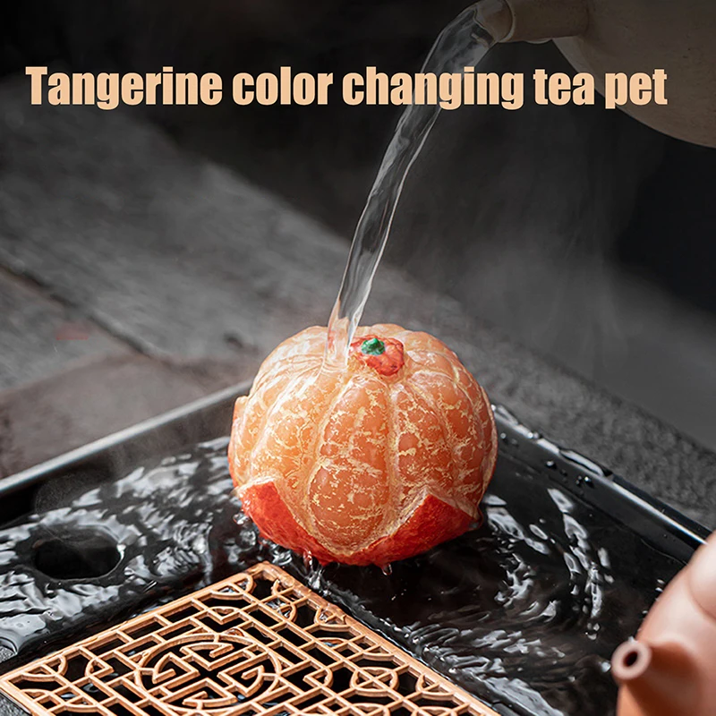 Color-Changing Resin Tangerine Tea Pet, a Unique & Interactive Gift for Tea Lovers That Reacts to Hot Water