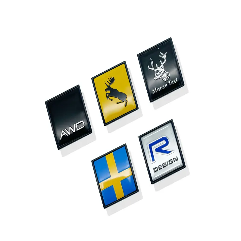 3D Metal Chrome R Design AWD Emblem Sweden Flag Moose Deer Rear Trunk Fender Side Badge Sticker For Volvo V40 XC60 XC90 C30 V60