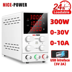 NICE-POWER DC Power Supply Variable30V 10A Adjustable Switching Regulated High Precision 4-Digits LED Display 5V/2A USB Port Tes