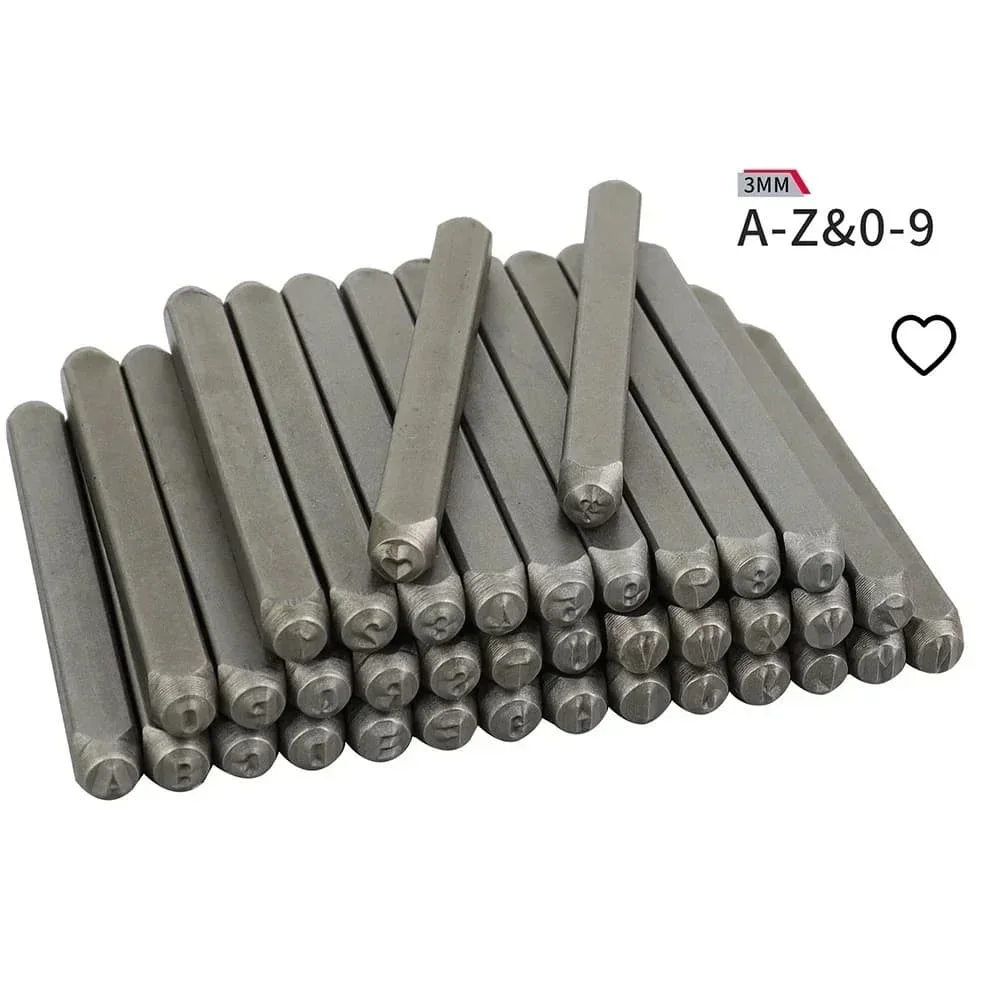 37 Piece Heart Stamping Set Carbon Steel 3mm Metal Punch Stamps for Personalizing Jewelry Leather Wood Plastic and Marking Tools