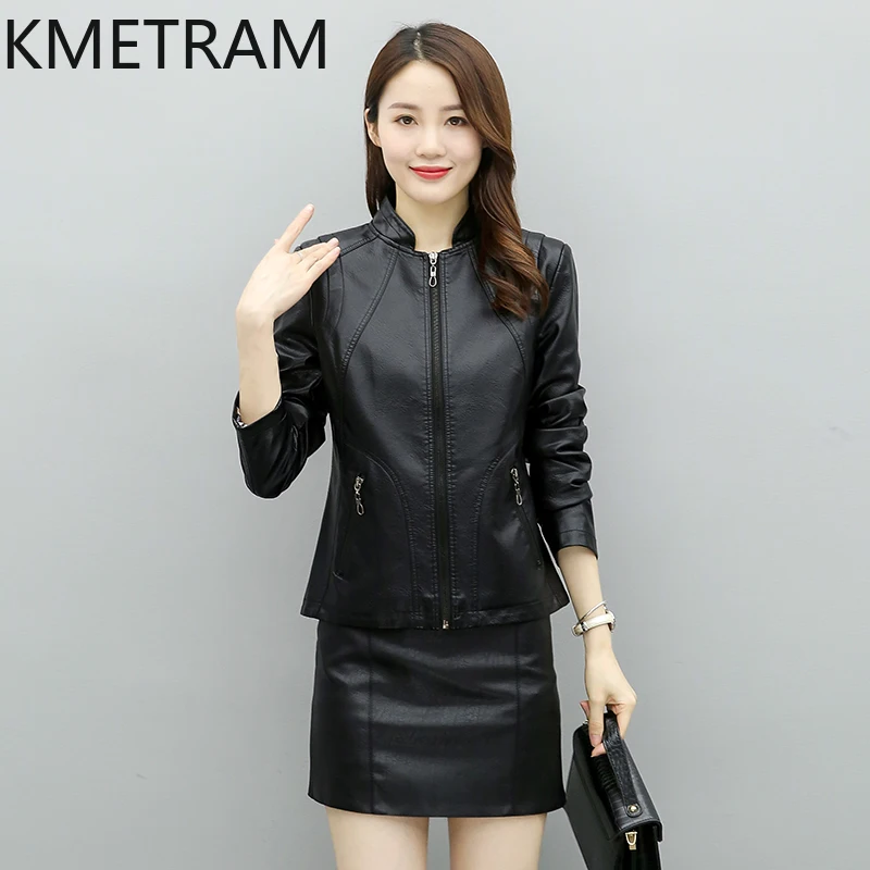 Kmetram natürliche Schaffell Lederjacke Frauen koreanische große Damen bekleidung Frühling Herbst kurze Damen mantel Jaqueta Couro