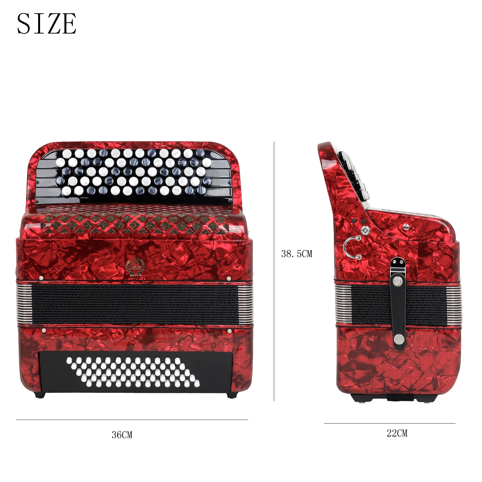M MBAT Bayan Accordion 62 Keys 60 Bass Accordion Pro Keyboard Instrument for Grade Perform 62 Keys 60/72 Bass Bayan Accordion