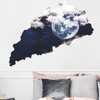 1PC Cosmic Interstellar Cloud Wrapped Moon Sticker, Decorative Bedroom Wall, Entrance, Background Waterproof Self-adhesive Wall