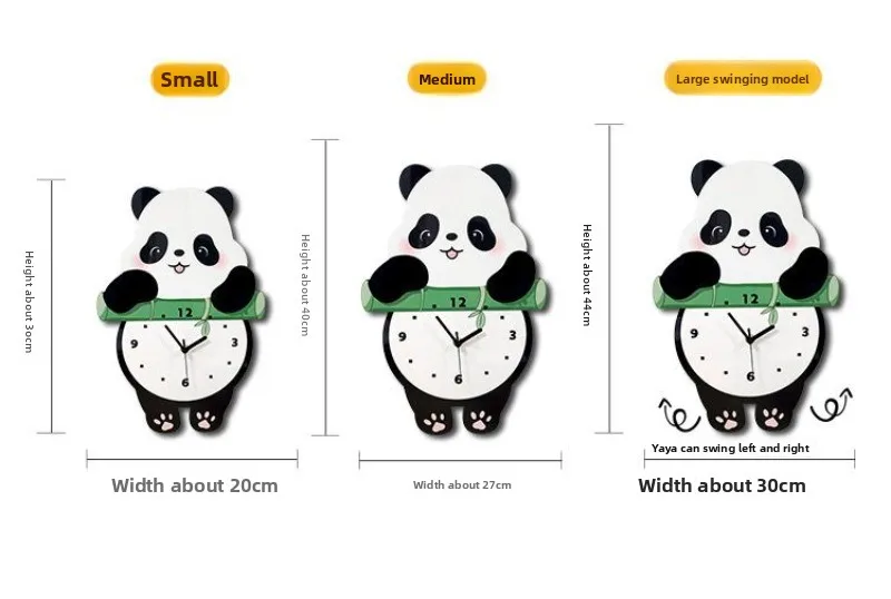 Creative Silent Clock Cartoon Panda Swinging Wall Clock Studio Background Wall Decorative Painting - view 6