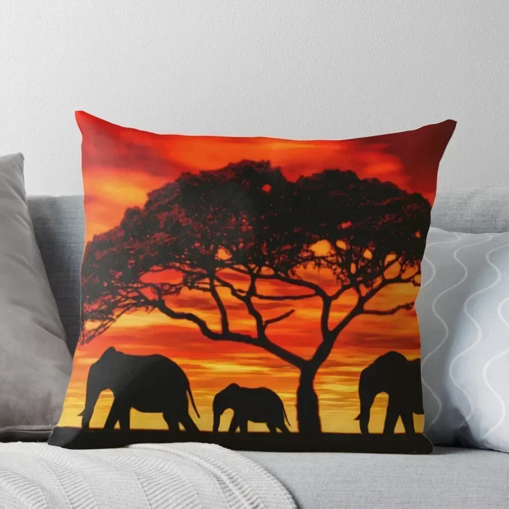 

Acacia Elephant Sunset Throw Pillow Cushions For Children Cushion Cover Luxury Decorative Cover For Living Room pillow