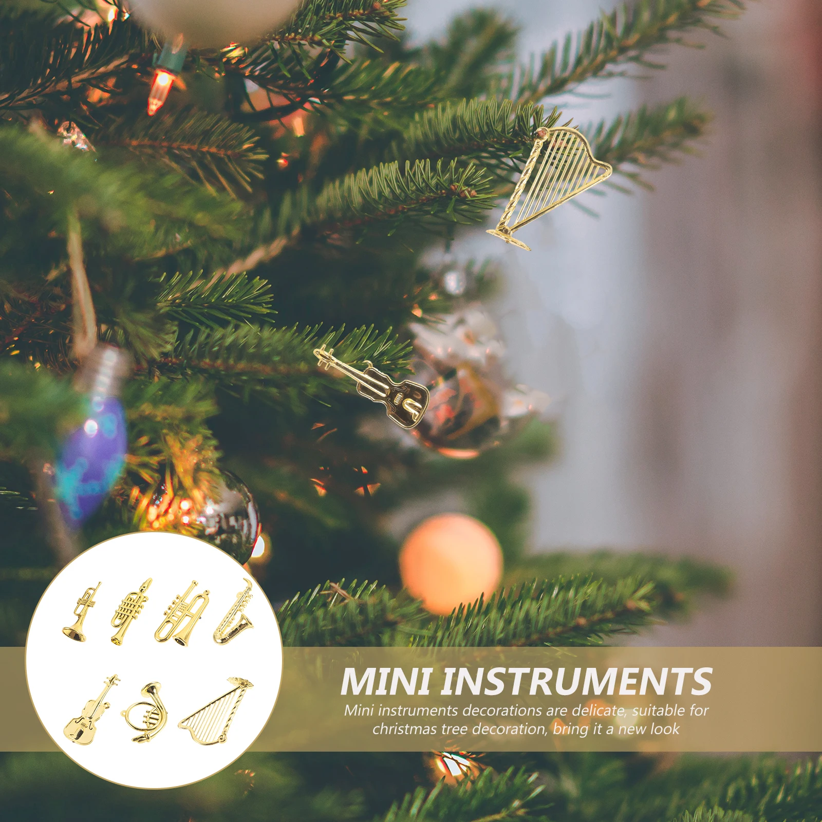 

7Pcs Mini Musical Instruments Hanging Ornaments Christmas Tree Decorations Xmas Miniature Instruments Creative Xmas Ornament