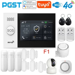 PGST new PG107 intelligent home 4G alarm system, 4.3-inch high-definition touch screen, Tuya, WIFI, GSM GPRS multiple communicat