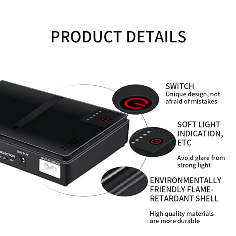 UPS uninterruptible power supply, 10400mahUPS router Optical cat built-in adapter Standby power supply 5V 9V 12V 2A 15V 24V 1A