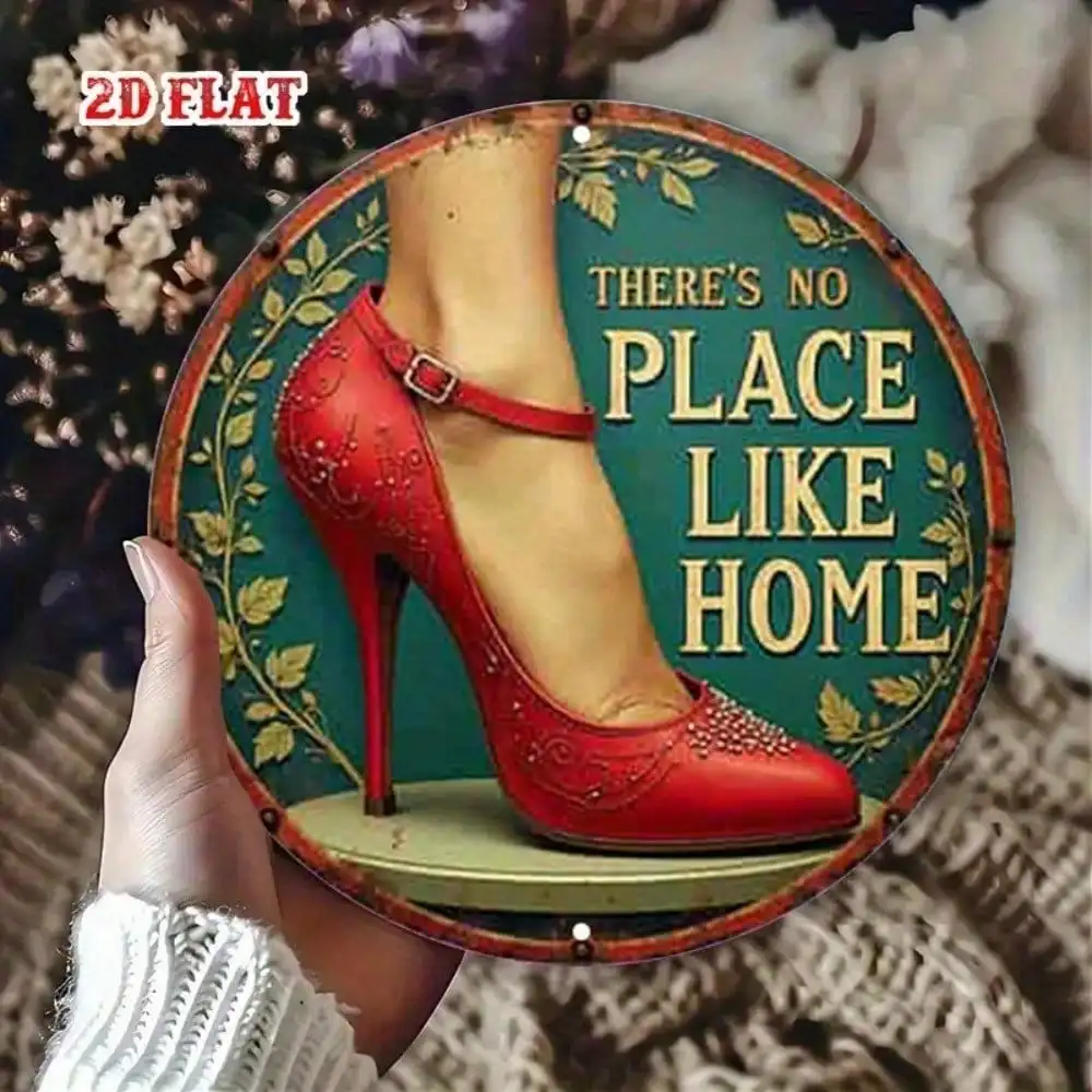 Vintage Rustic Aluminum Wall Art 8 Inch Waterproof Durable Metal Tin Sign Red Heels Home Quote For Farmhouse Kitchen Decor