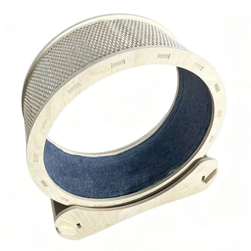 In Stock Cat Running Wheel, Solid Wood Fitness Treadmill Bamboo Woven Scratcher Ring Pet Kitten Toy