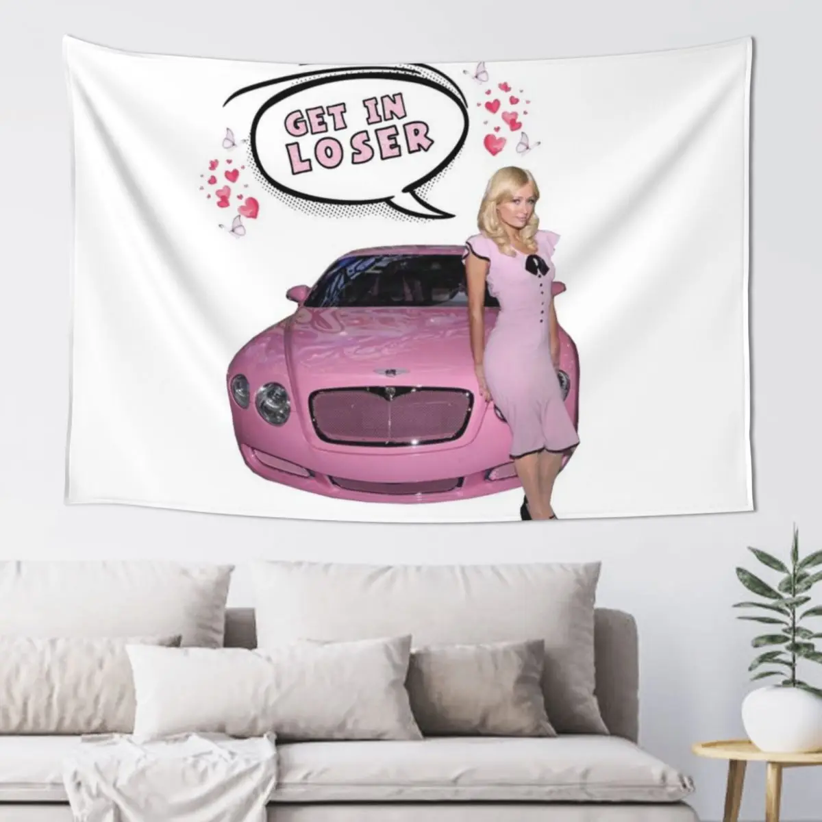 

Paris Hilton - Get In Loser Tapestry Wall Carpet Aesthetic Room Decors Wallpapers Home Decor Tapestry