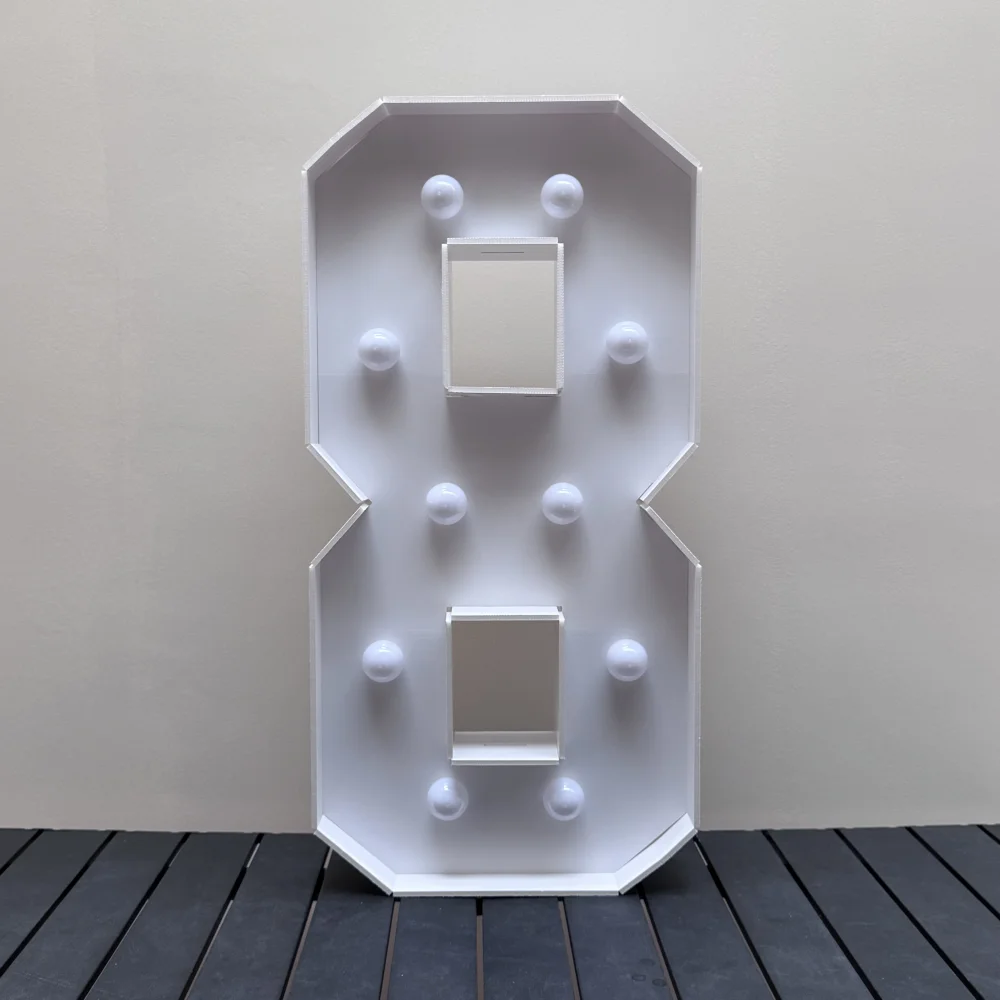 1Pc 73cm/28.7inch Light Up Digitale Marquee Frame Witte Lichten KT Board Nummer 0-9 Plug-in KT Board Met Beugel Party Decoratieve