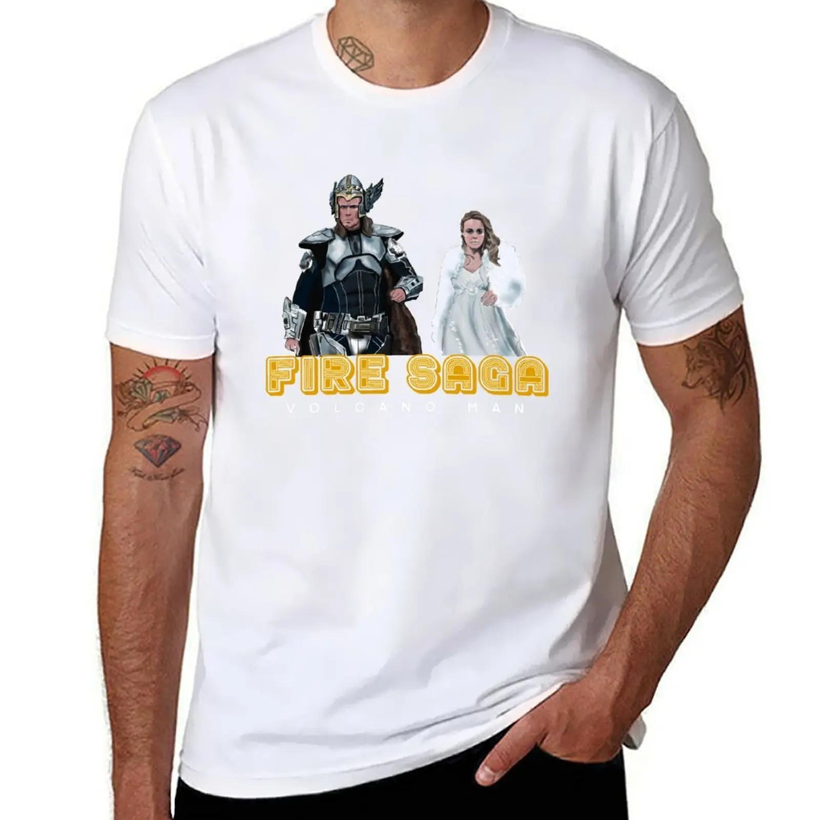 Eurovision Fire Saga Volcano Man Ferrell and Mcadams T-Shirt cotton tshirt 100% man tshirt T-Shirt