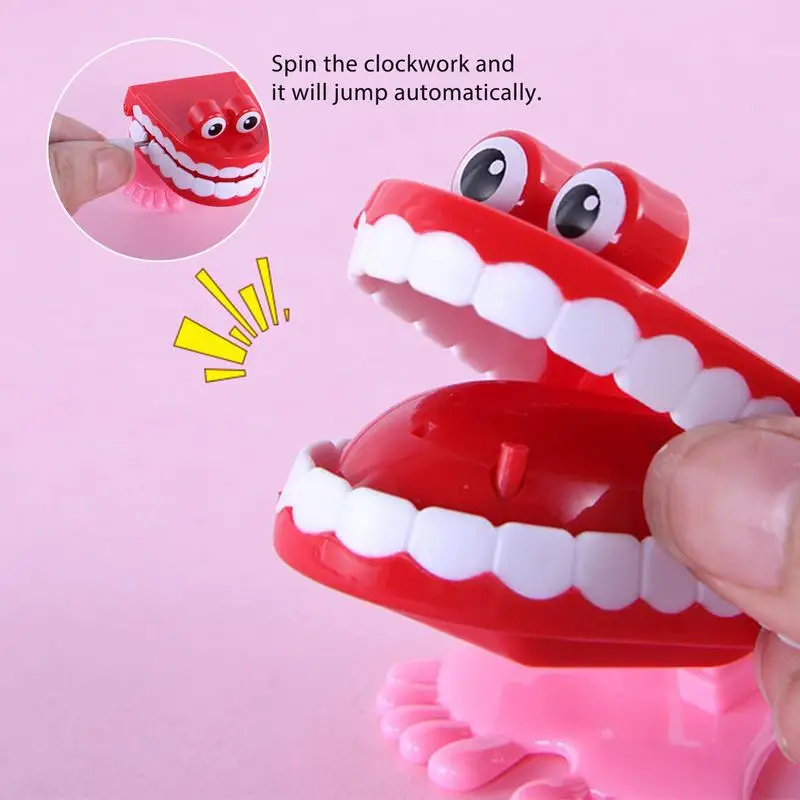 Creative Walking Teeth Toy  Mini Clockwork Jumping Teeth Toys Parent-child Interaction Funny Practical Joke Chomping Wind Up Toy