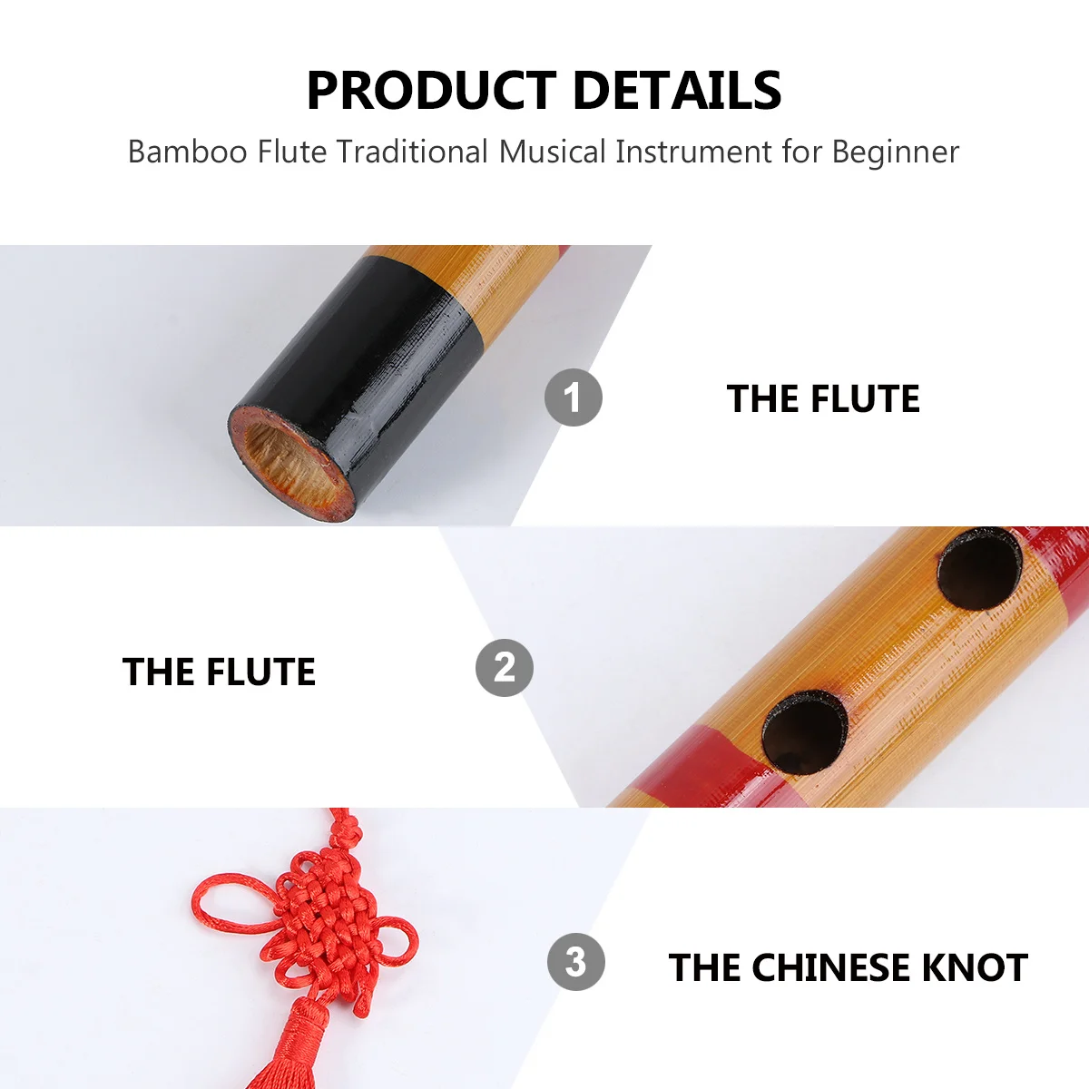 

Bamboo Flute Traditional Handmade Musical Instrument For Beginner Color With Chinese Knot Diaphragm Ideal Gift