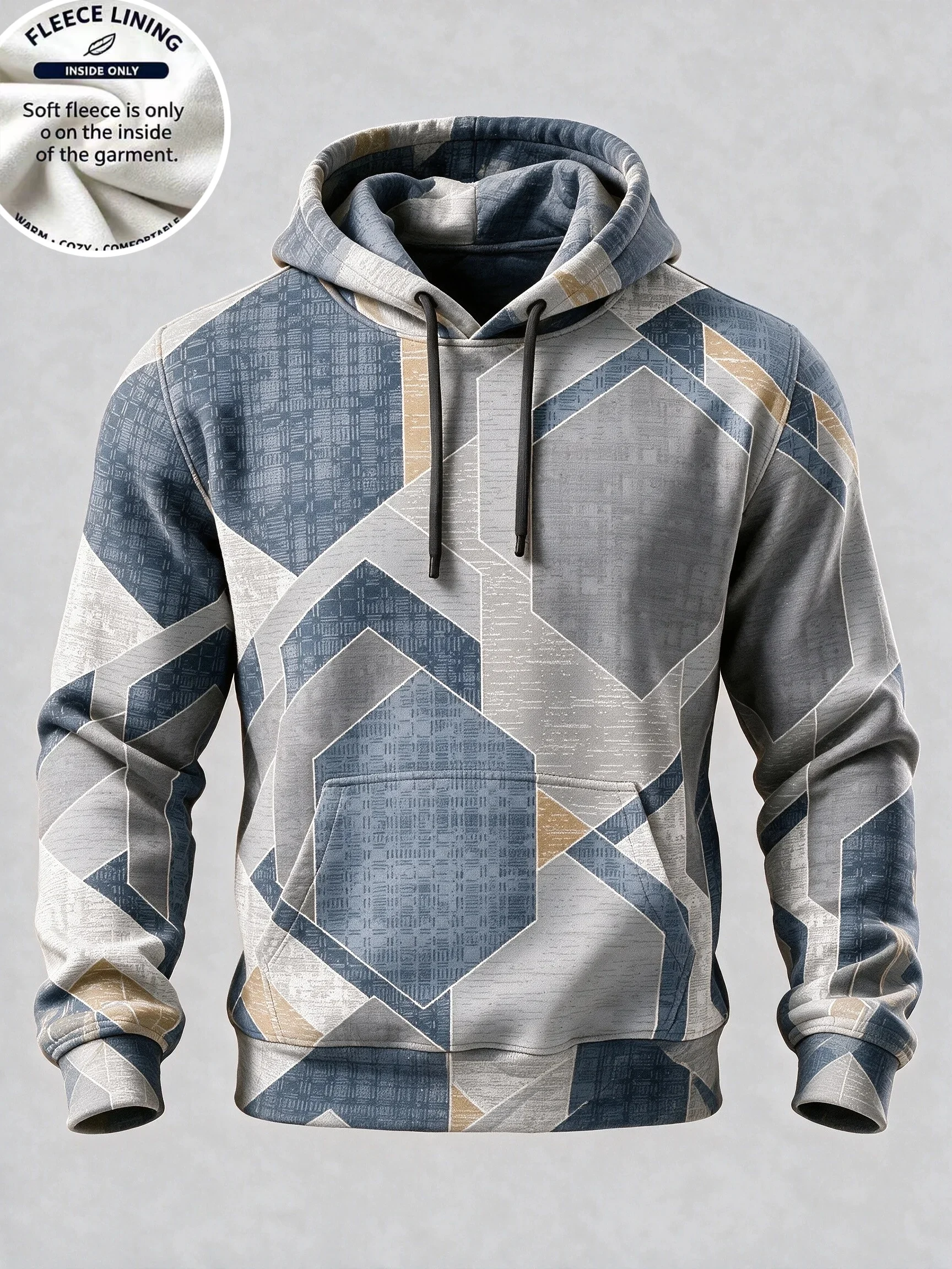 3D Printed Fleece Hoodie Rainbow Zigzag Wave Pattern Pullover Long Sleeve Kangaroo Pocket Casual Sweatshirt Tops
