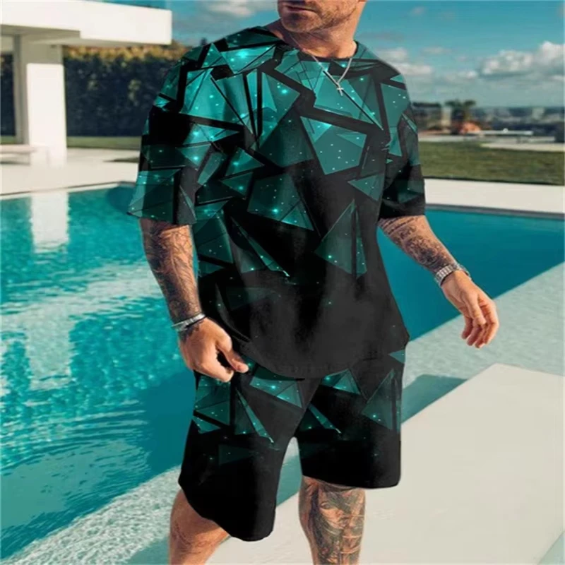 Newest Summer Men Clothing 3d Printed Men\'s Fashion Tracksuits Oversized Short Sleeve T Shirt Pants Set Men T-Shirts Shorts Sets