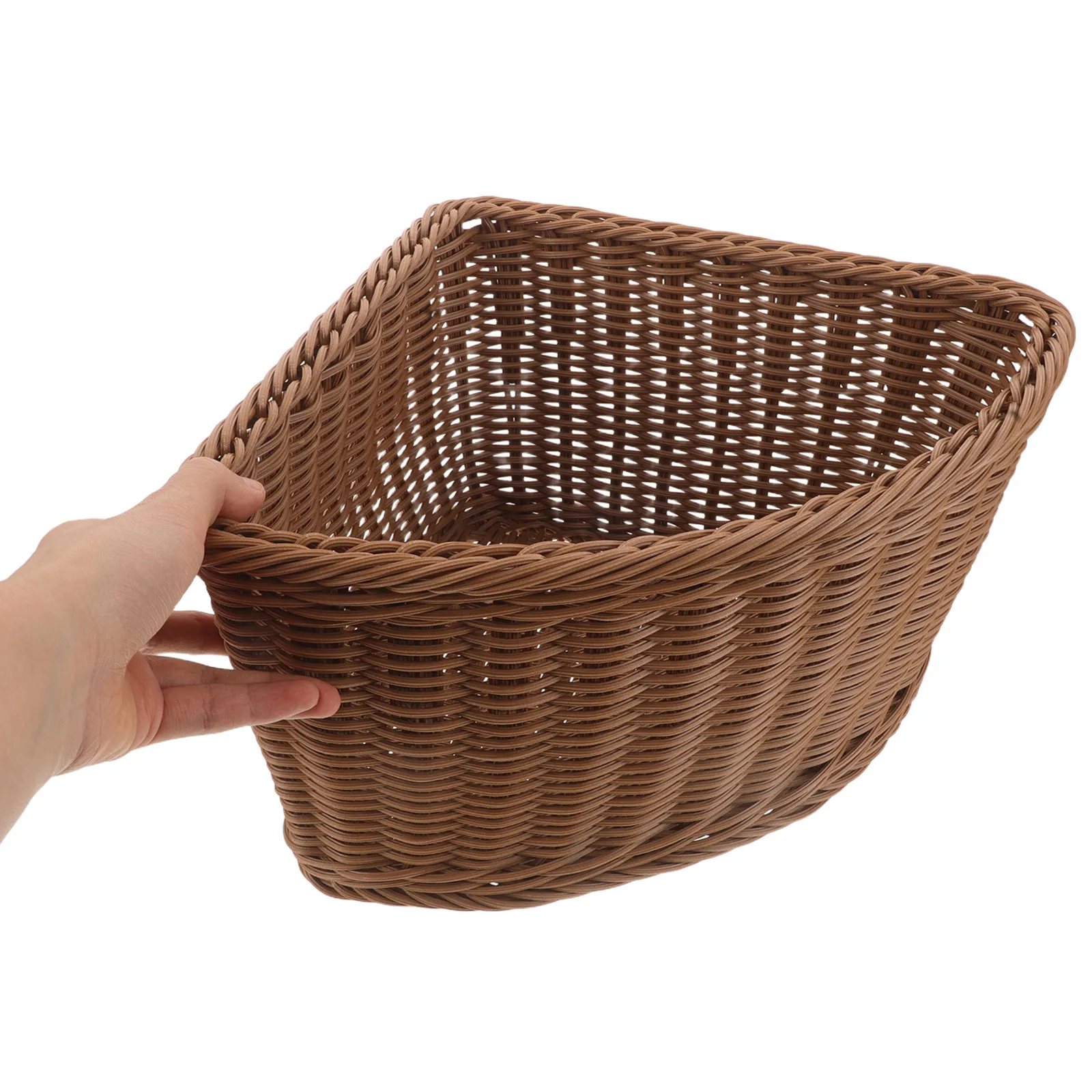 2 Pcs Basket Fan-shaped Storage Corner Bins Bathroom Baskets Light Brown for Triangle Organizer