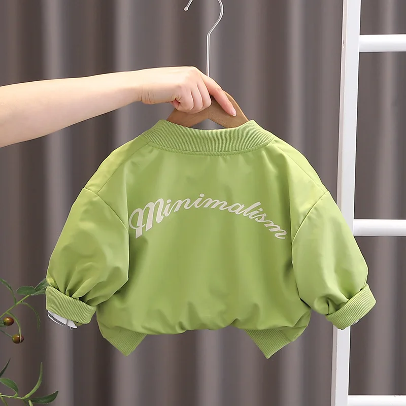 2024 Baby Letter Jacket Boys Fashion Casual Coat Spring Autumn New Female Long Sleeve Solid Color Zipper Cute Clothes 12M-6 Year