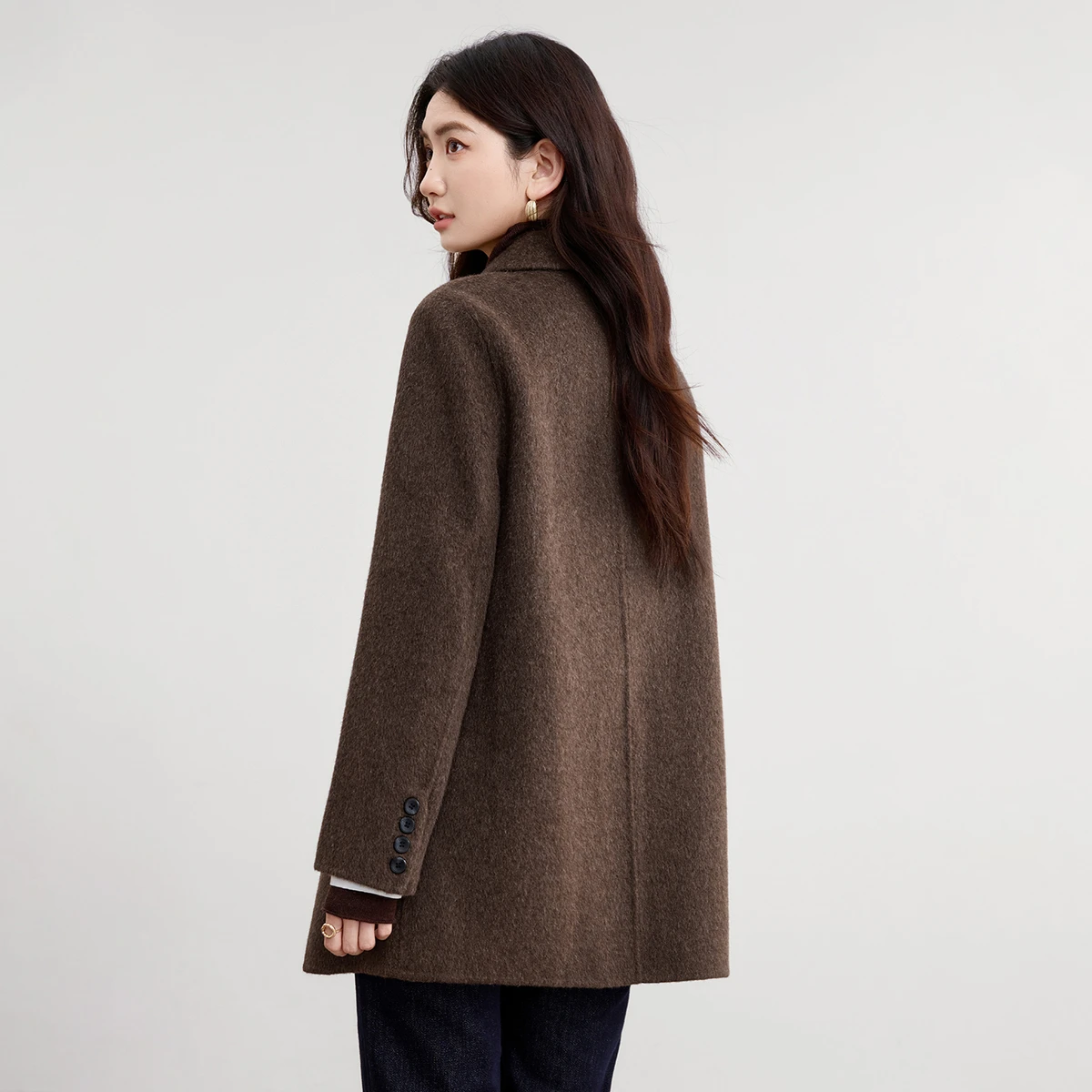 SENTUBILA mode trajet laine manteaux pour femme cran revers Double boutonnage vestes 2025 solide classique vêtements pour femmes W44O56673