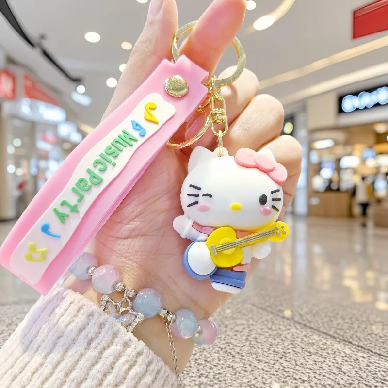 New Music Party Sanrio Hello Kitty Portachiavi Cartoon Melody Ragazzi e ragazze Zaino Ciondolo Portachiavi per auto con bambola carina