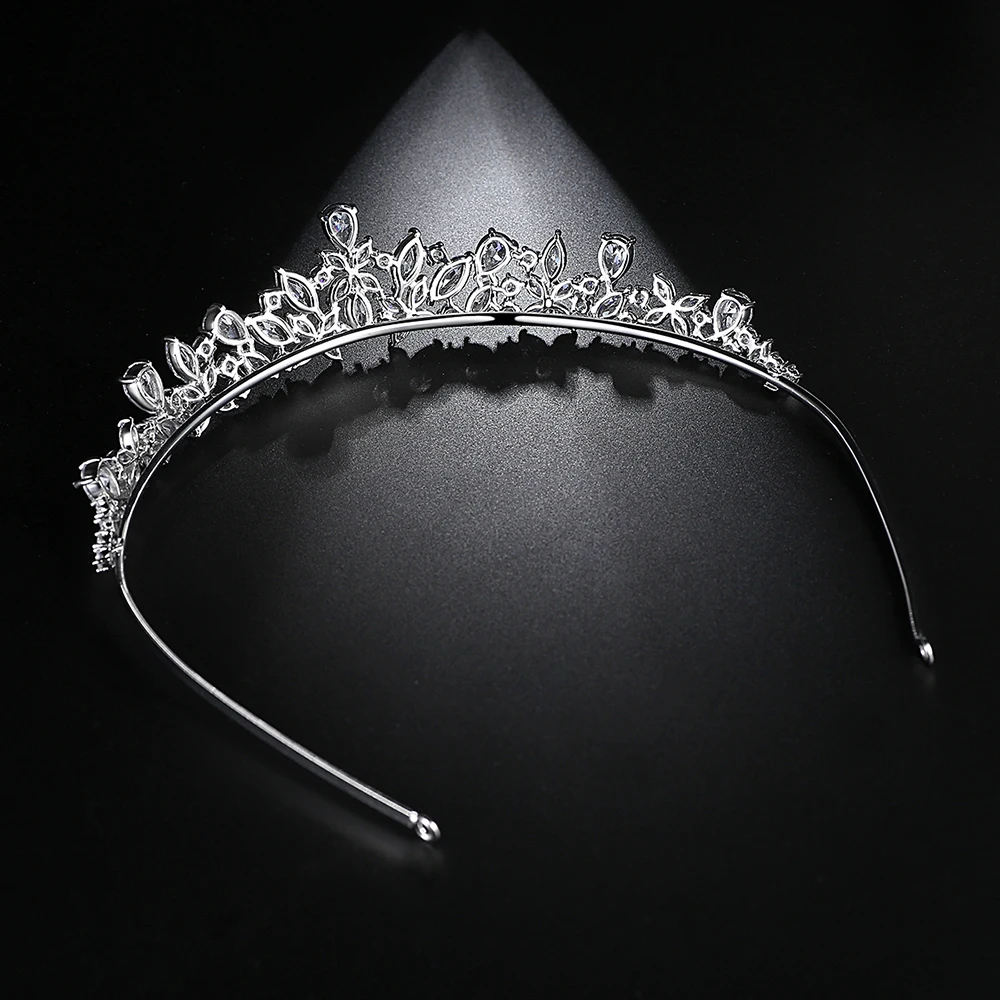 LUOTEEMI Cubic Zirconia Wedding Tiara For Brides Luxury Flower Bling CZ Crown For Women Queen Hair Jewellery Factory Wholesale