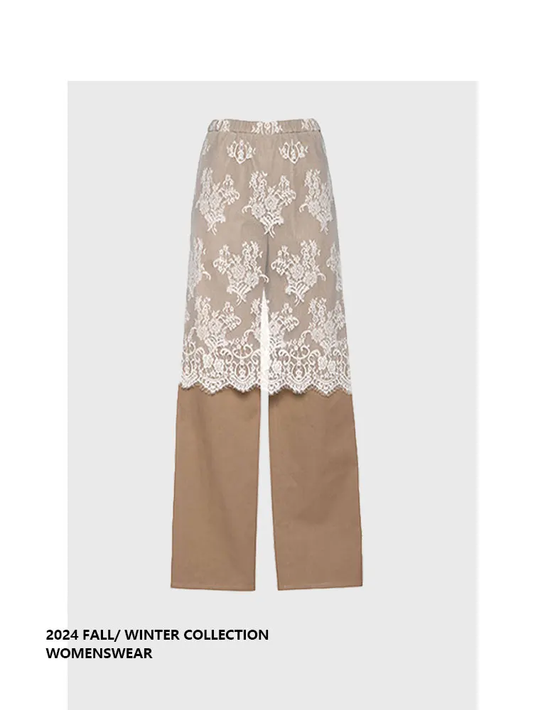 

Джинсы Forever 21 с широкими штанинами, прямые брюки с кружевными вставками, элегантные длинные брюки, весна-лето, новинка