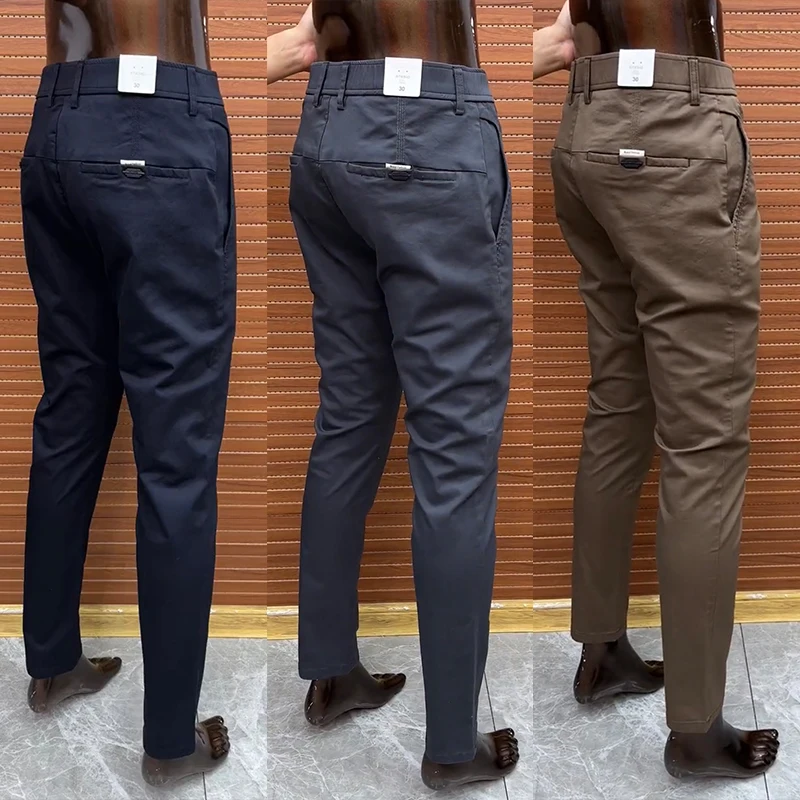 Business Casual Slim Fit Men's Pants Elastic Straight Leg Trousers Spring Autumn High End Fashionable All Match Korean Versio...
