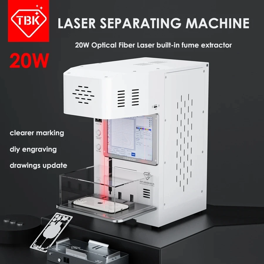 

TBK-958F 20W Optical Fiber Laser Separator Phone Repair Laser Separating Engraving Machine for iPhone 8-13 Pro Max Back Removing