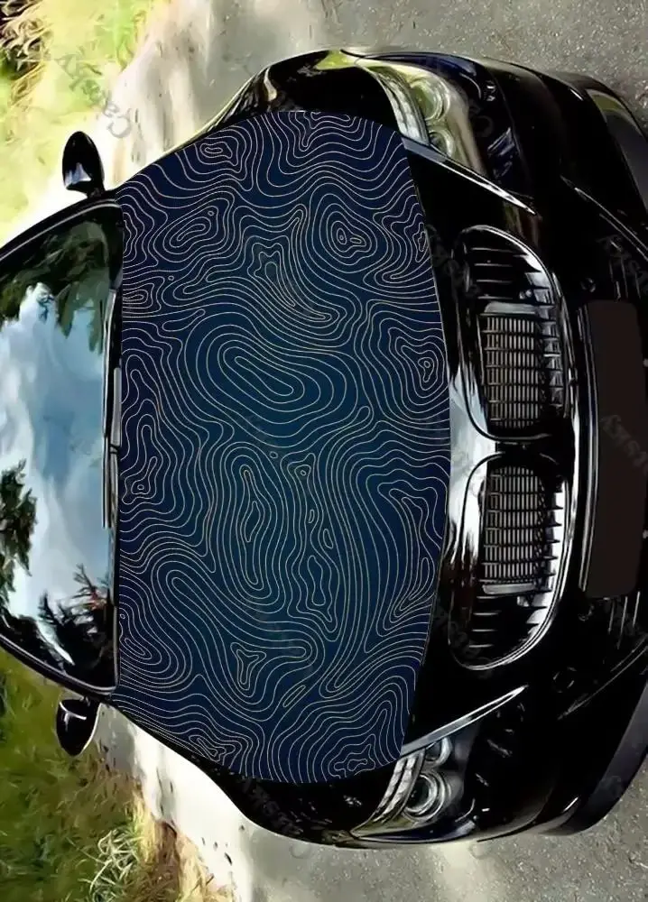 

Topography Contour Map Art Car Hood Vinyl Stickers Wrap Vinyl Film Engine Cover Decals Sticker on Car Auto Accessories