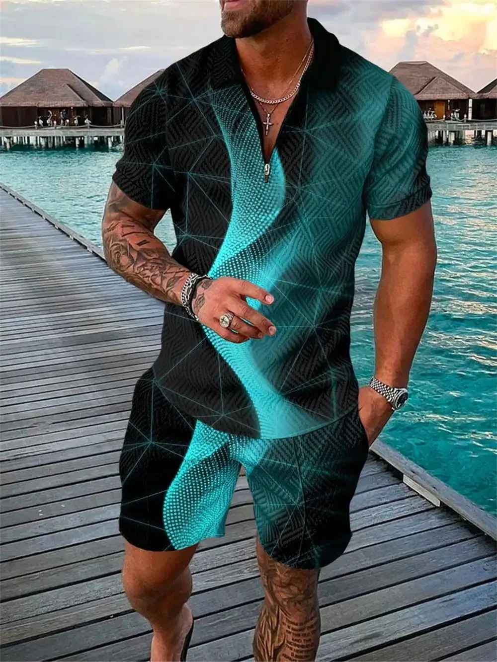 Amazon Cross-Border Men's Summer Casual Breathable Multi-Color Suit Fashion and Comfortable