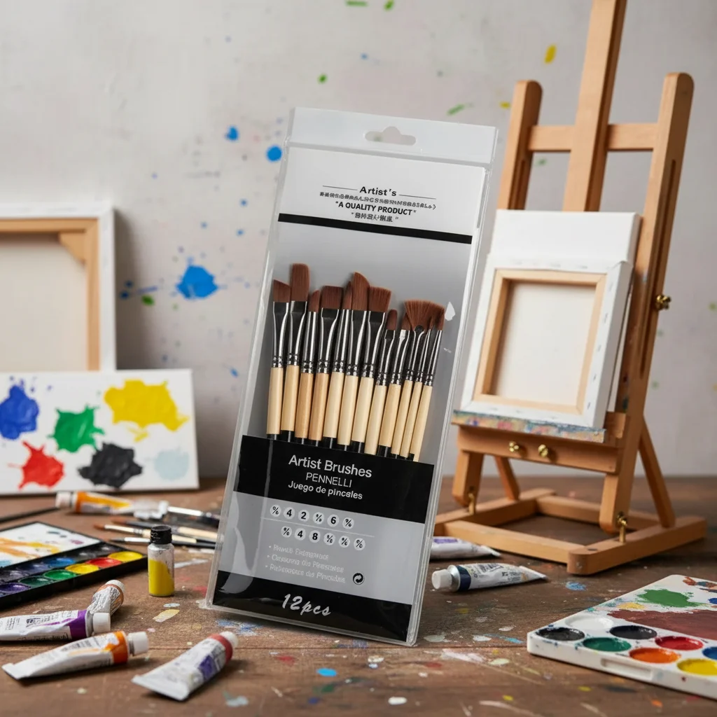 

12Pcs Oil Painting Brush Set Nylon Wool Watercolor Brushes for Art Students and Professionals