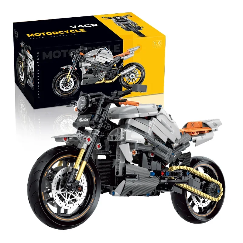 

MOC 1:8 City Motorbike Model Building Blocks Motorcycle Vehicle Technical Bricks Birthday Gifts Toys for Kid Boys Children Adult