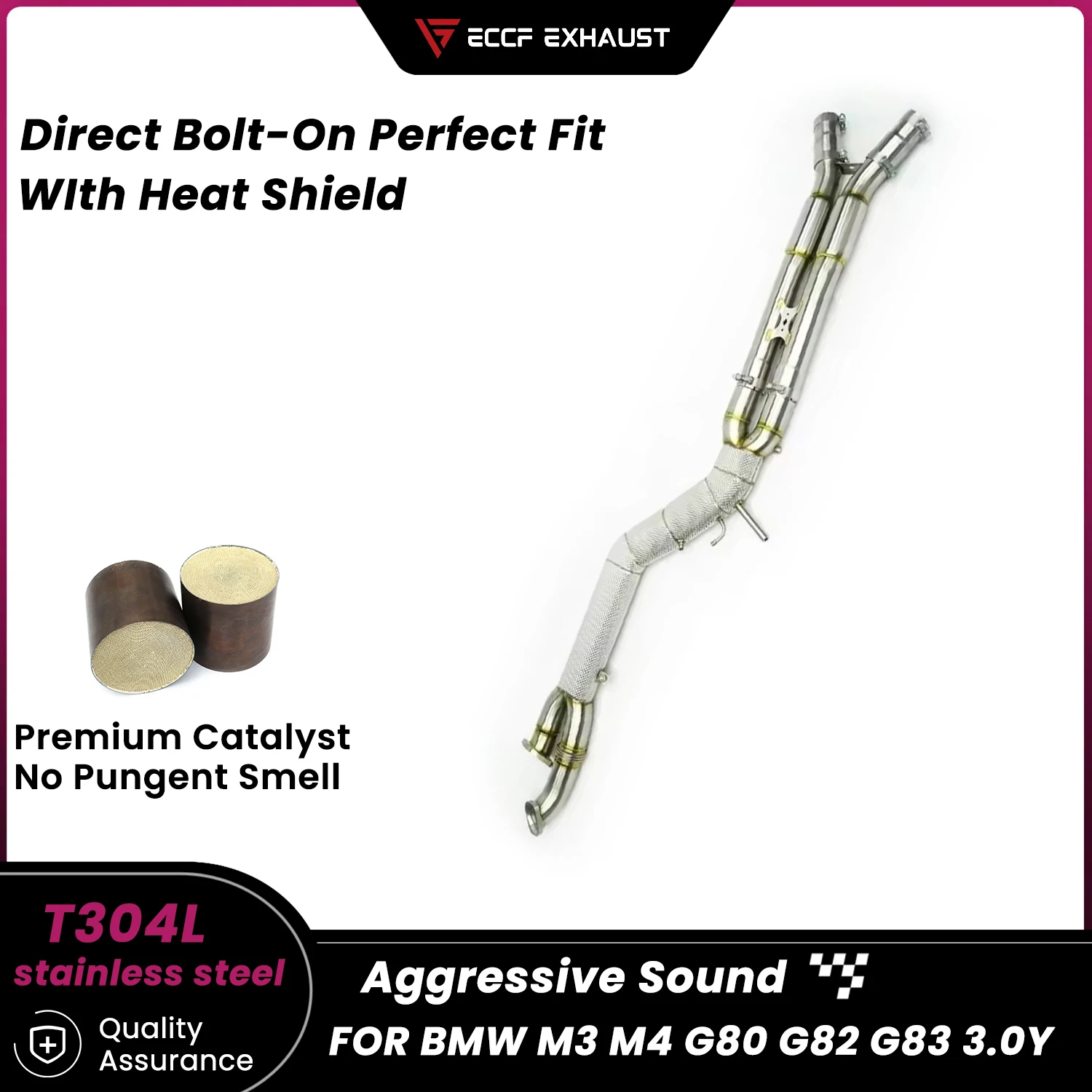 

Средняя труба из нержавеющей стали с теплозащитным экраном для BMW M3 M4 G80 G82 G83 3.0Y, агрессивный звук выхлопной системы, модернизация с высокой производительностью