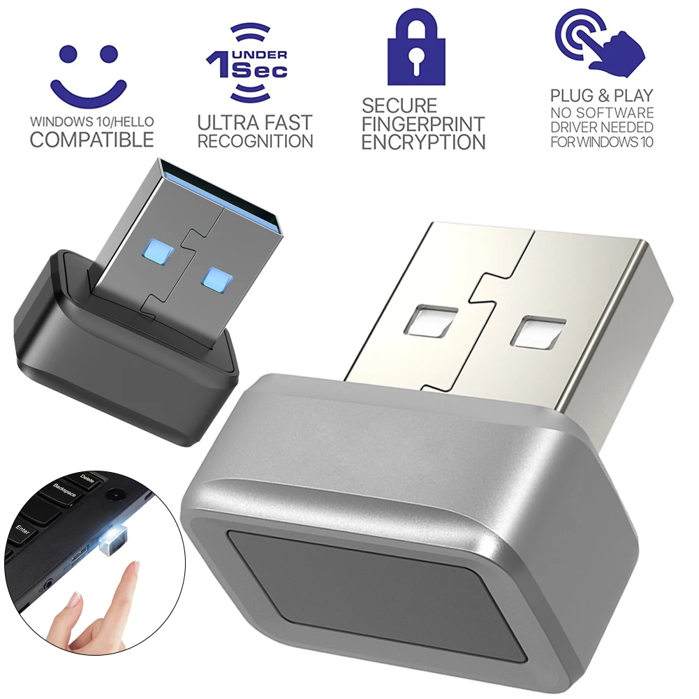 USB Fingerprint Reader Module For Windows 10 11 Hello Biometric Scanner Padlock Fingerprint Unlock Sensor Module for PC Laptop