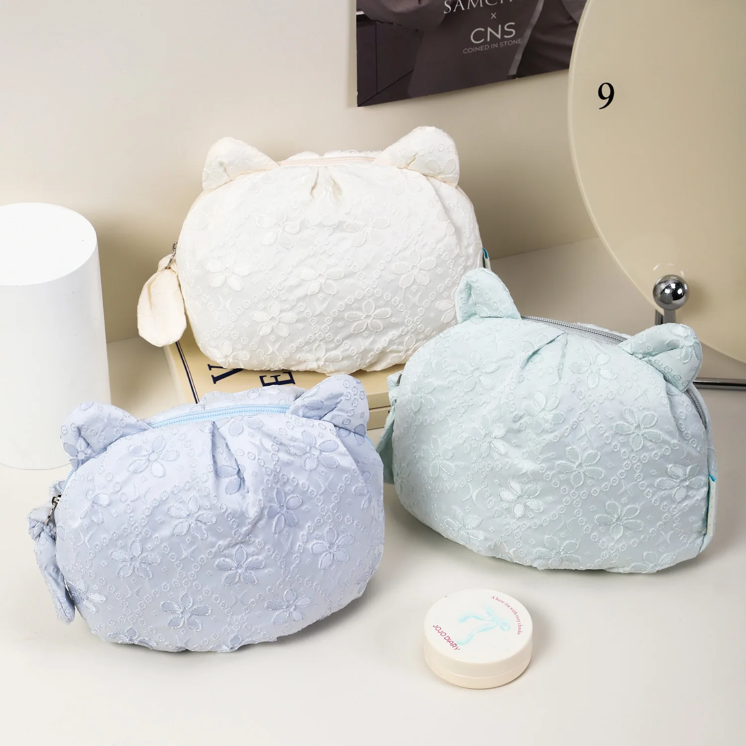 

Cute Cat Design Cosmetic Bag Large Capacity Women's Underwear Storage Bag Portable Travel Reusable Cosmetic Storage Bag