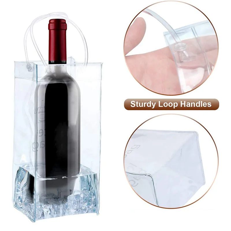 

12 Pieces Portable Ice Wine Bag Wine Cooler Bag PVC Wine Pouch Bags With Handle For Champagne, Cold Beer, Wine
