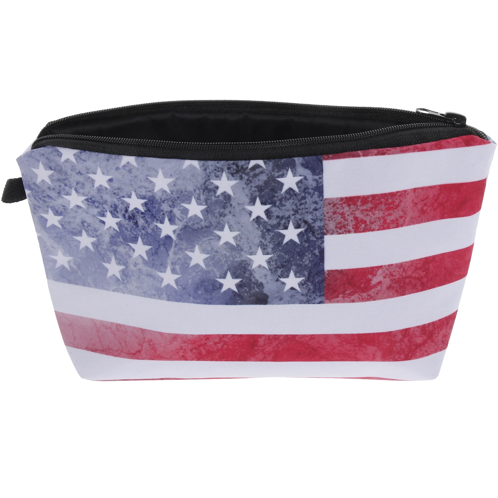 Tas Bendera Amerika 22X13 5CM Kotak Pensil Retro Kantong Pena Ritsleting Penyimpanan Sekolah Tahan Lama Dapat Dicuci Multifungsi