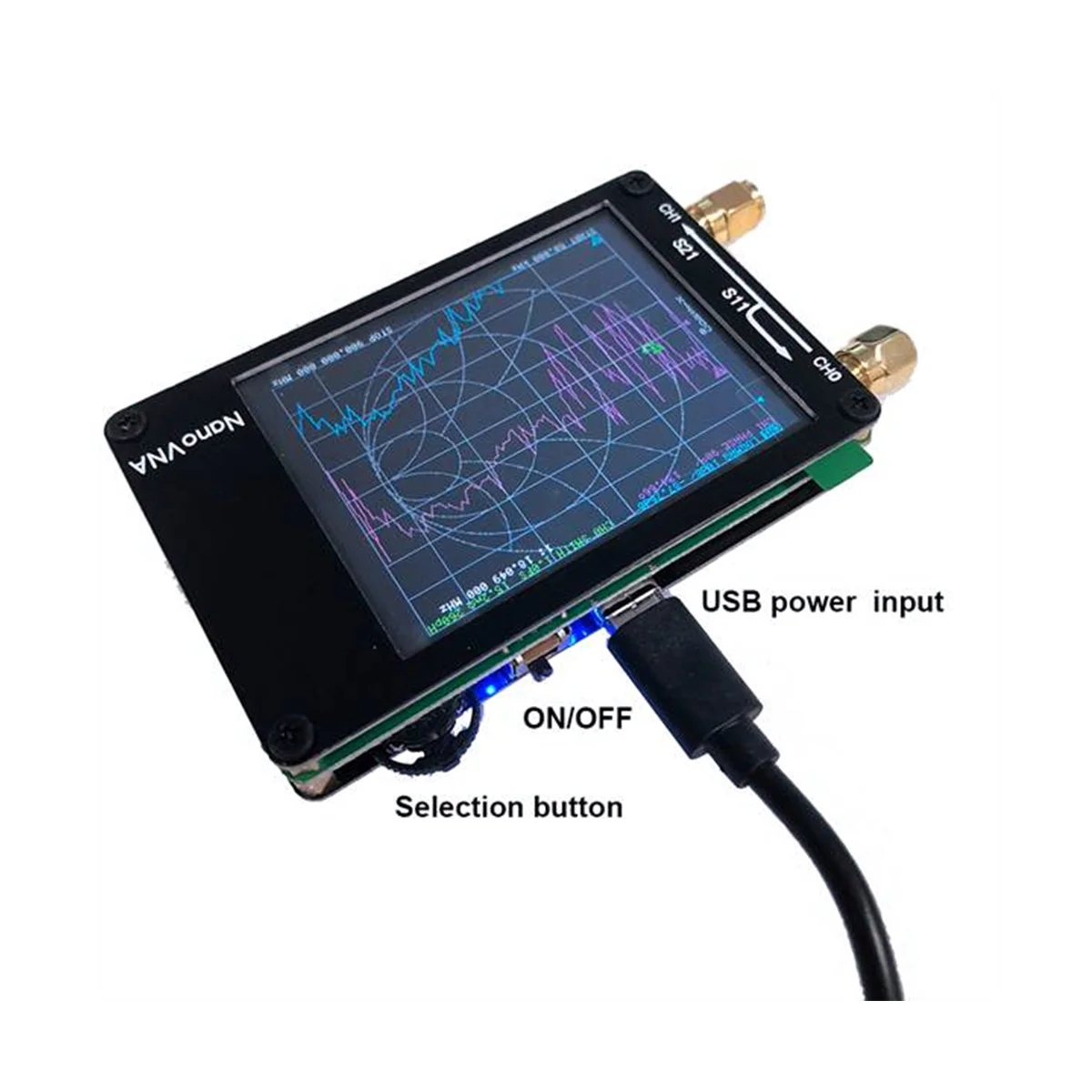 Analisador de rede vetorial NanoVNA, LCD, HF, VHF, UHF, UV, 50KHz-900MHz, analisador de antena, bateria embutida, 2,8"